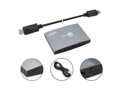 SIIG 1x3 DisplayPort 1.4 to DisplayPort MST Splitter - DP 1.4 MST Video Splitter Hub, Triple DP outputs, Connect up to three DisplayPort displays to single DisplayPort 1.4 output with Multi-Stream Tra
