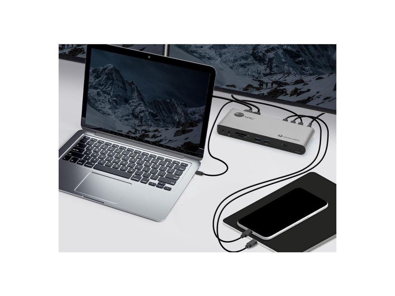 Quad Display Thunderbolt 4 Docking Station & PD - Advanced Quad Display Thunderbolt 4 Docking Station with three Thunderbolt 4 USB-C, one DisplayPort, one HDIM, two USB-A 5G, two USB-A 480Mbps, on