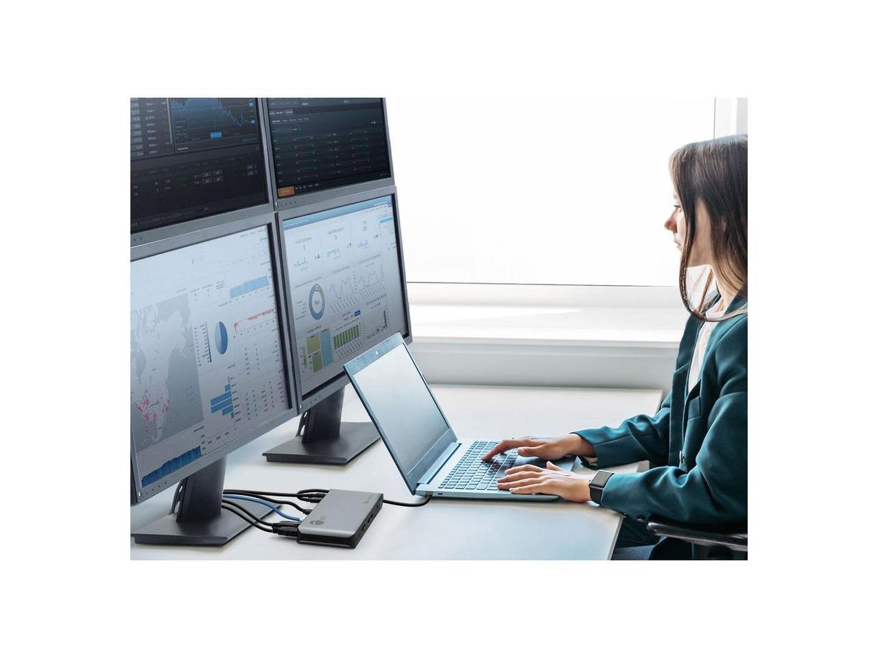 Quad Display Thunderbolt 4 Docking Station & PD - Advanced Quad Display Thunderbolt 4 Docking Station with three Thunderbolt 4 USB-C, one DisplayPort, one HDIM, two USB-A 5G, two USB-A 480Mbps, on