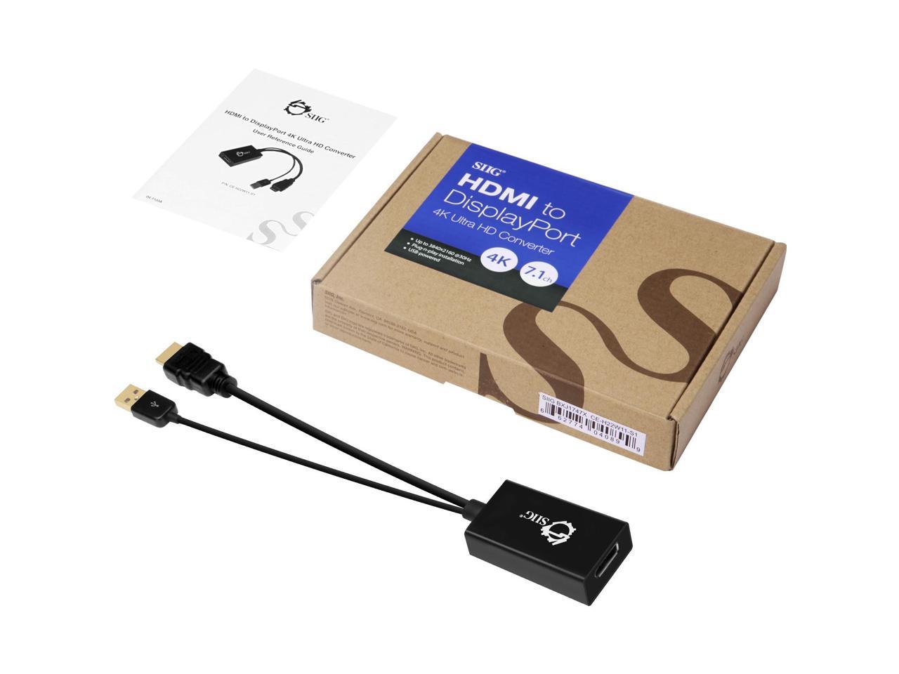 SIIG CE-H22W11-S1 Hdmi To Displayport 4K Ultra Hd Convert Connect Displayport To Hdmi