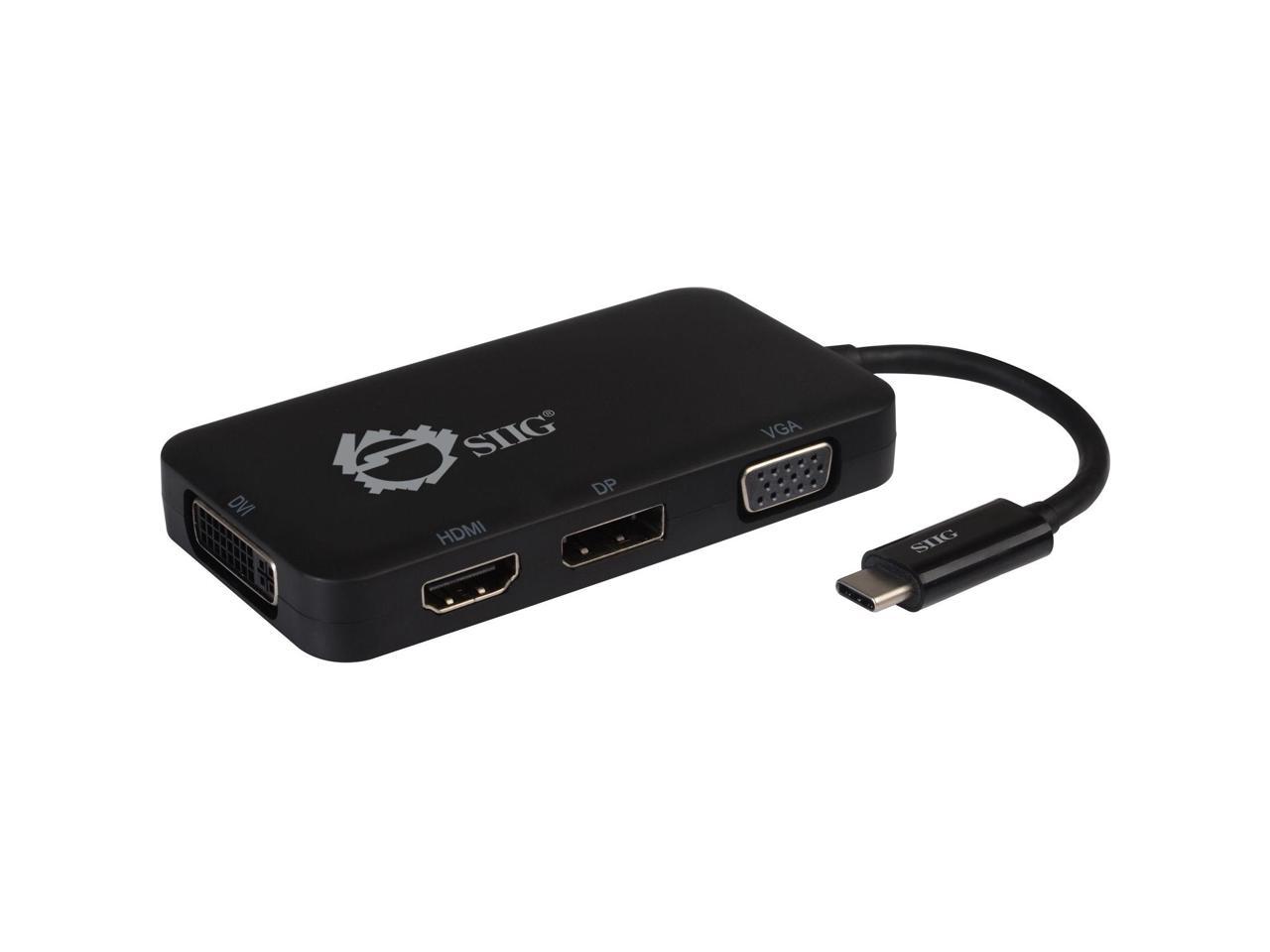 Siig Usb-C To 4-In-1 Multiport Video Adapter - Dvi/Vga/Dp/Hdmi