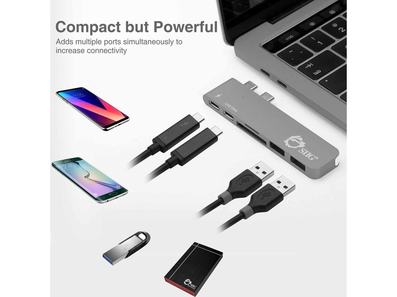SIIG Thunderbolt 3 USB-C Hub with Card Reader & PD Adapter - Space Gray
