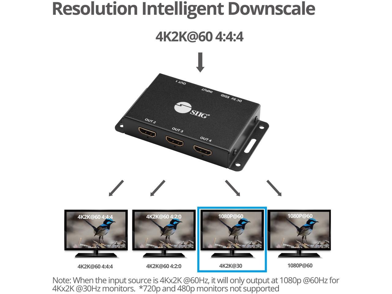 SIIG CE-H23L11-S1 4 Port HDMI 2.0 HDR Mini Spli