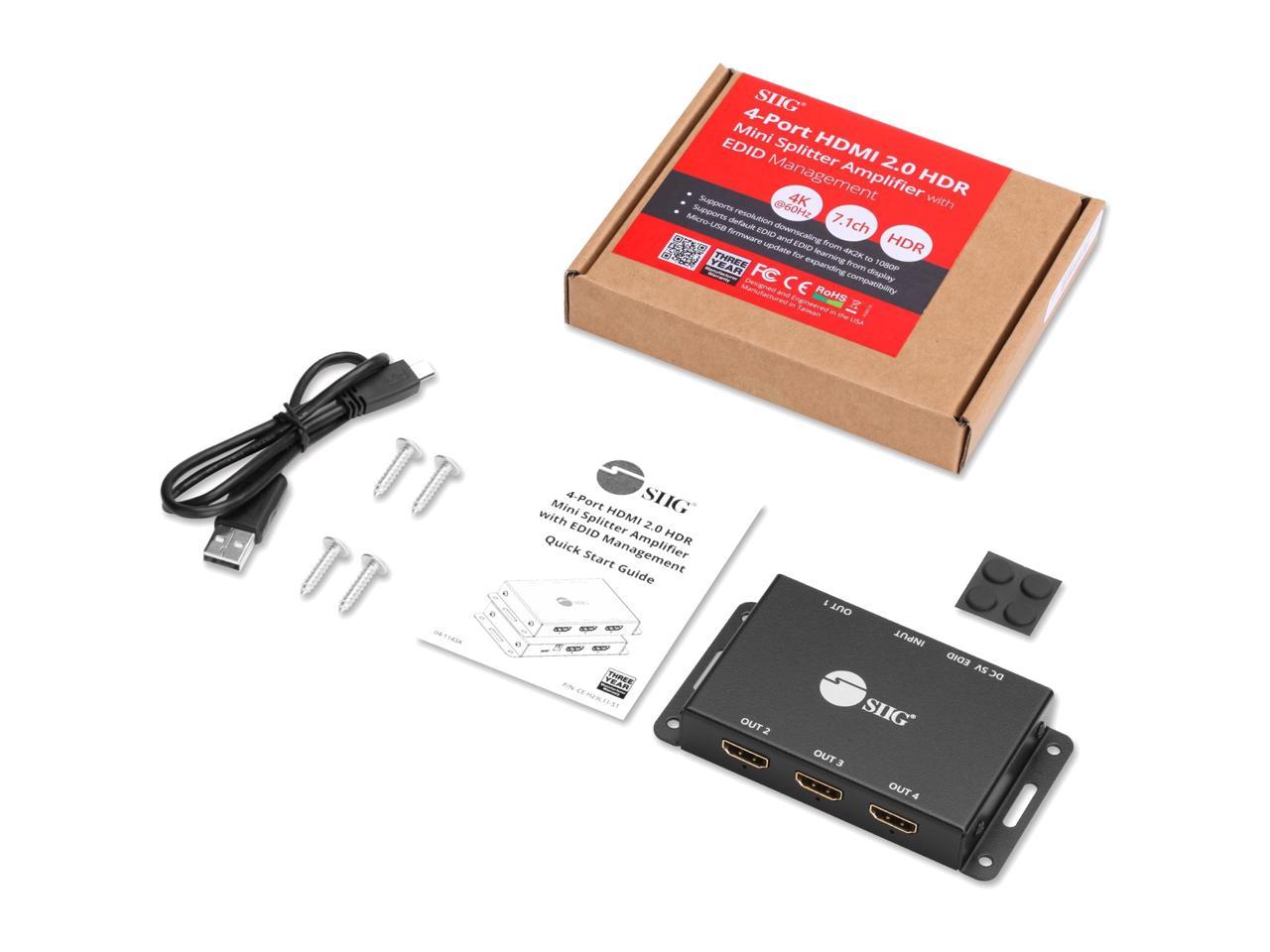 SIIG CE-H23L11-S1 4 Port HDMI 2.0 HDR Mini Spli