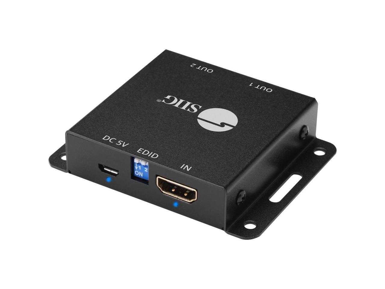 Siig 2-Port Hdmi 2.0 Hdr Mini Splitter Amplifier With Edid Management