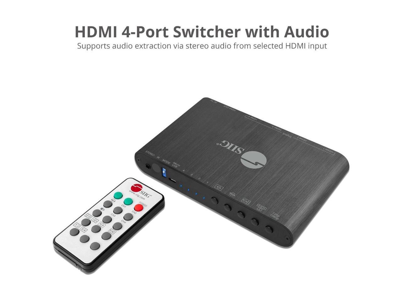 SIIG - CE-H25R11-S1 - SIIG 4x1 HDMI Seamless Quad-Split Multi-Viewer Switcher - 1920 x 1080 - Full HD - 4 x 1 - 1 x HDMI