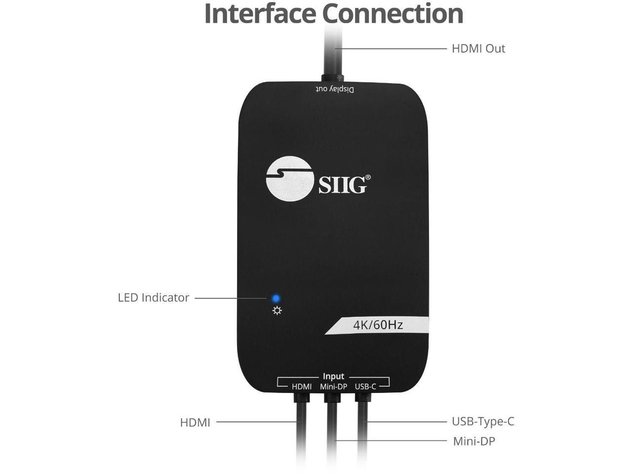 Siig 3X1 Hdmi 4K Multi Format Presentation Switcher - Byod