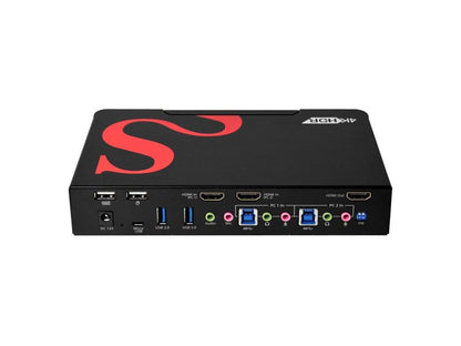 SIIG 2-Port HDMI 2.0 4K HDR Smart Console KVM Switch with USB 3.0 Multimedia Ports