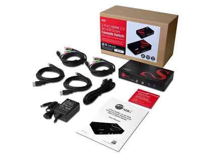 SIIG 2-Port HDMI 2.0 4K HDR Smart Console KVM Switch with USB 3.0 Multimedia Ports