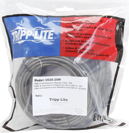 Tripp Lite USB 2.0 Hi-Speed Active Extension Repeater Cable (M/F), USB Type-A, 20M (65-ft.) - Model U026-20M