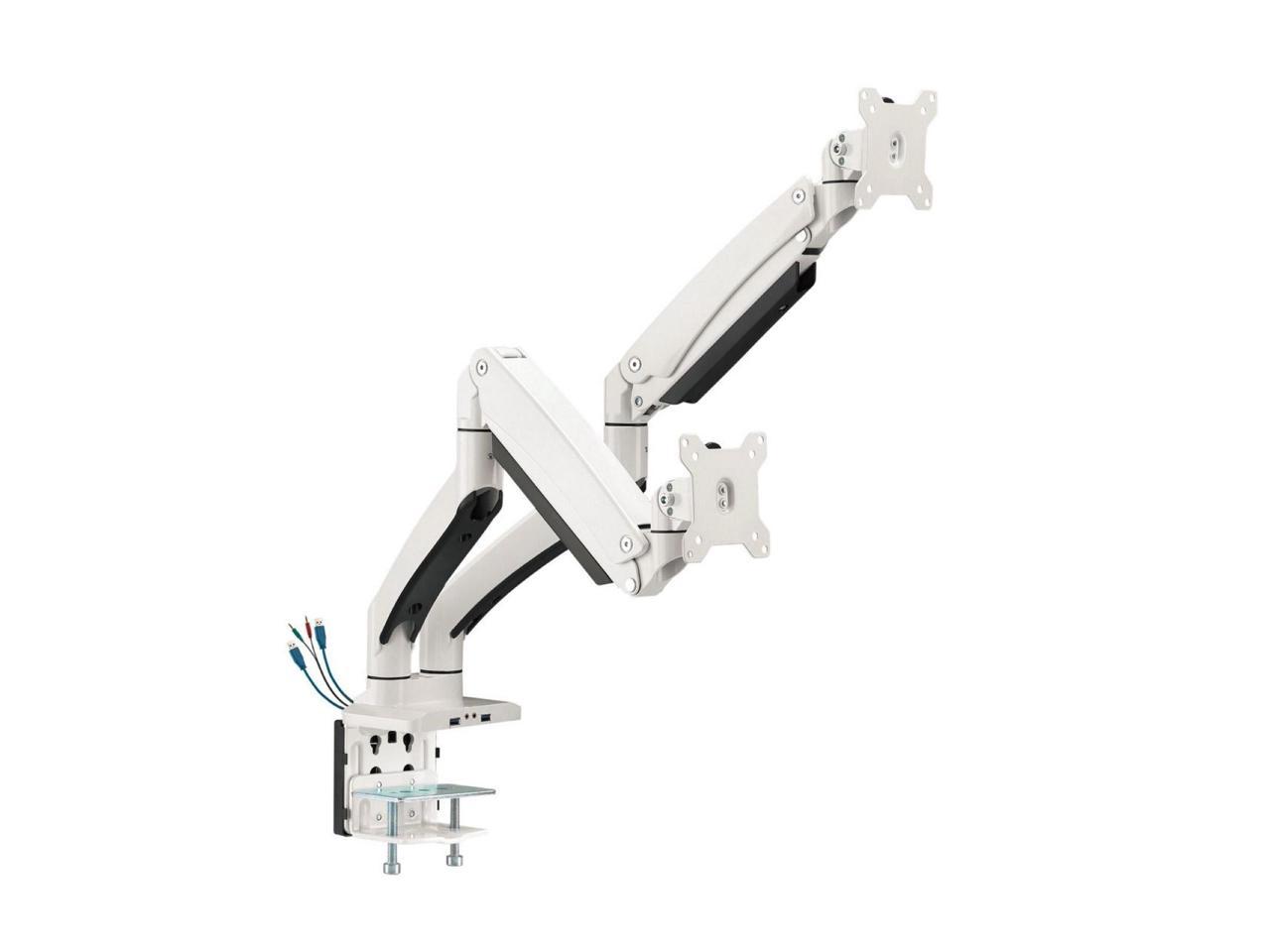 Siig Dual Monitor Aluminum Heavy Duty Desk Mount With Usb And Audio Ports- 17" to 35", VESA 75x75, 100x100, Quick Access USB 3.0 & Audio Port