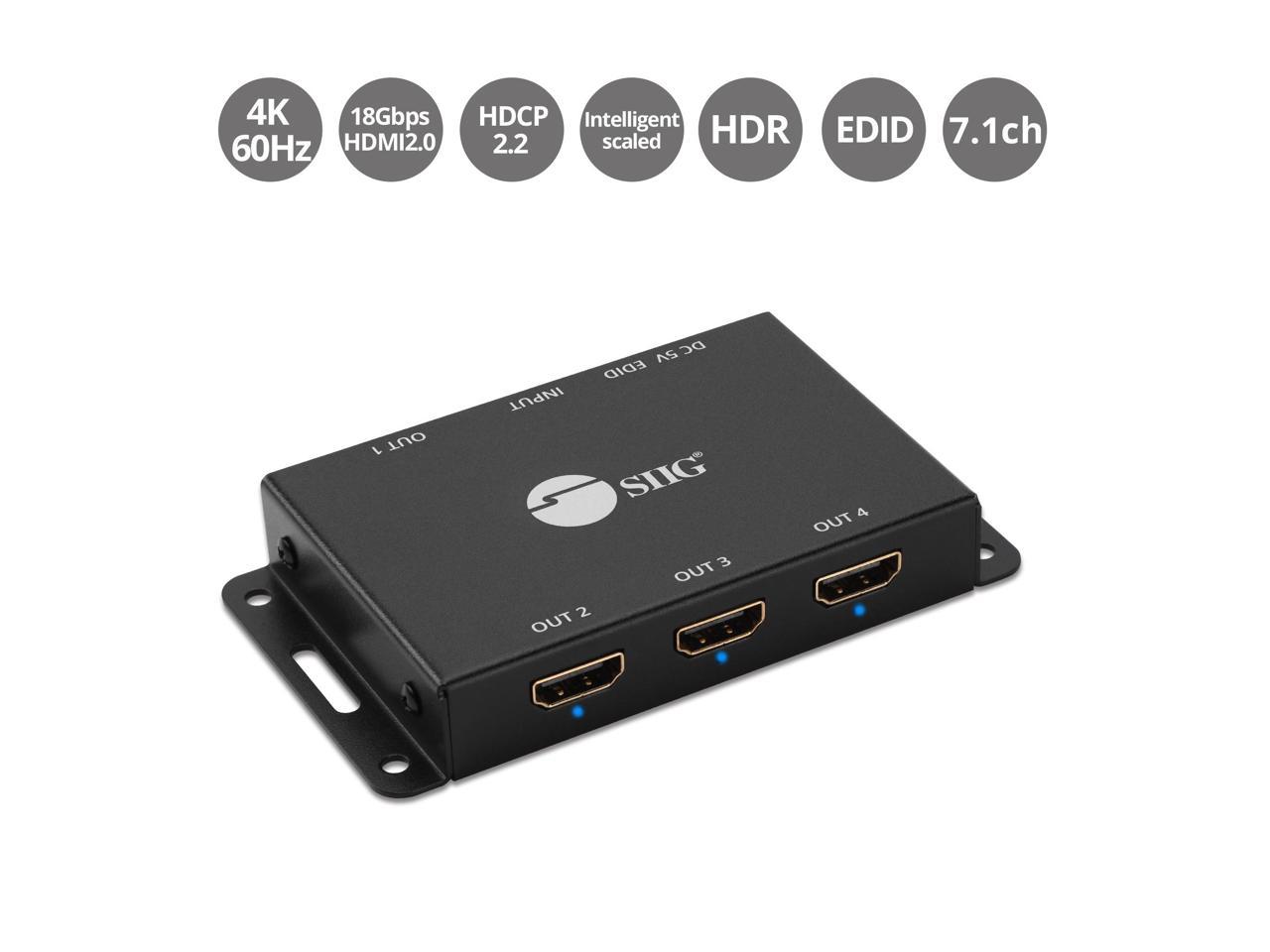 SIIG CE-H23L11-S1 4 Port HDMI 2.0 HDR Mini Spli