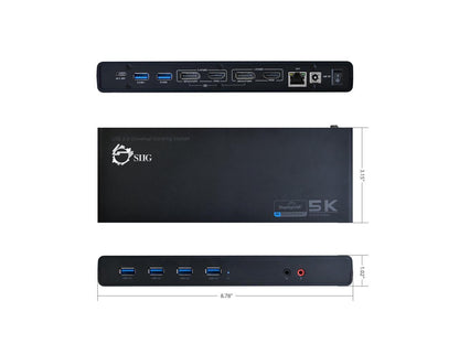 SIIG JU-DK0411-S1 Video Dock With Usb 3.0 4K Displayport Hdmi Usb-C