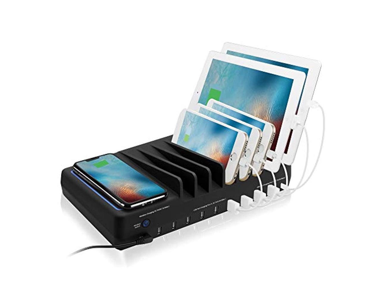 SIIG 10-Port USB-A/C & Wireless Charging Station With Ambient Light Deck