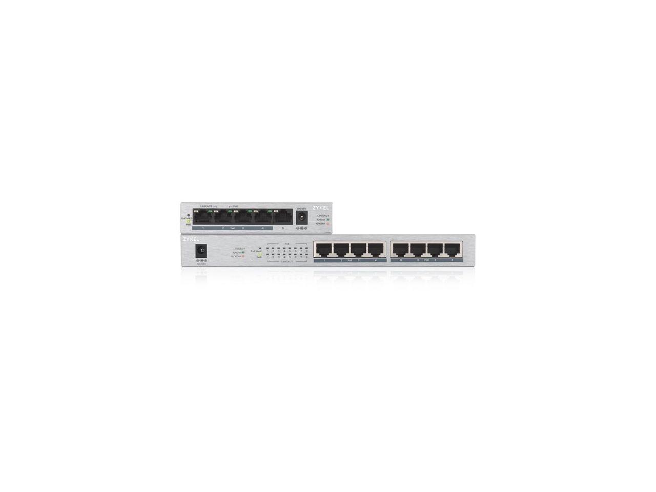ZYXEL 8-Port GbE Unmanaged PoE Switch - 8 Ports - Manageable - 2 Layer Supported - Twisted Pair - -