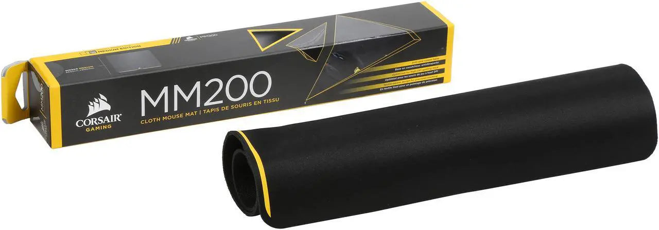 CORSAIR MM200 - Cloth Mouse Pad - High-Performance Mouse Pad Optimized for Gaming Sensors - Designed for Maximum Control - Medium, Black- Yellow Stripe, Model:CH-9000099-WW