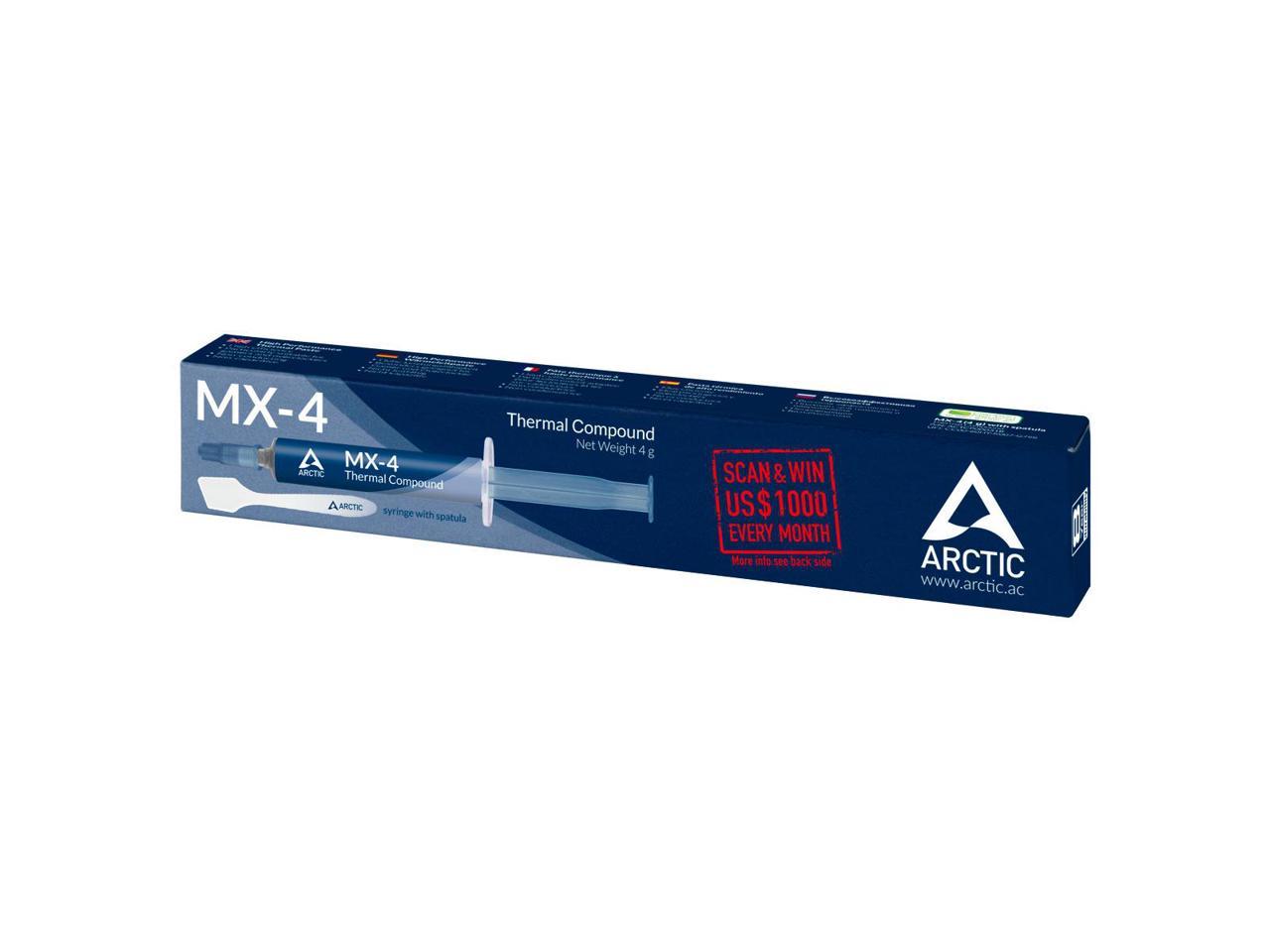 ARCTIC MX-4 (incl. Spatula, 4 g) - Premium Performance Thermal Paste for all processors (CPU, GPU - PC, PS4, XBOX), very high thermal conductivity, long durability, safe application, non-conductive