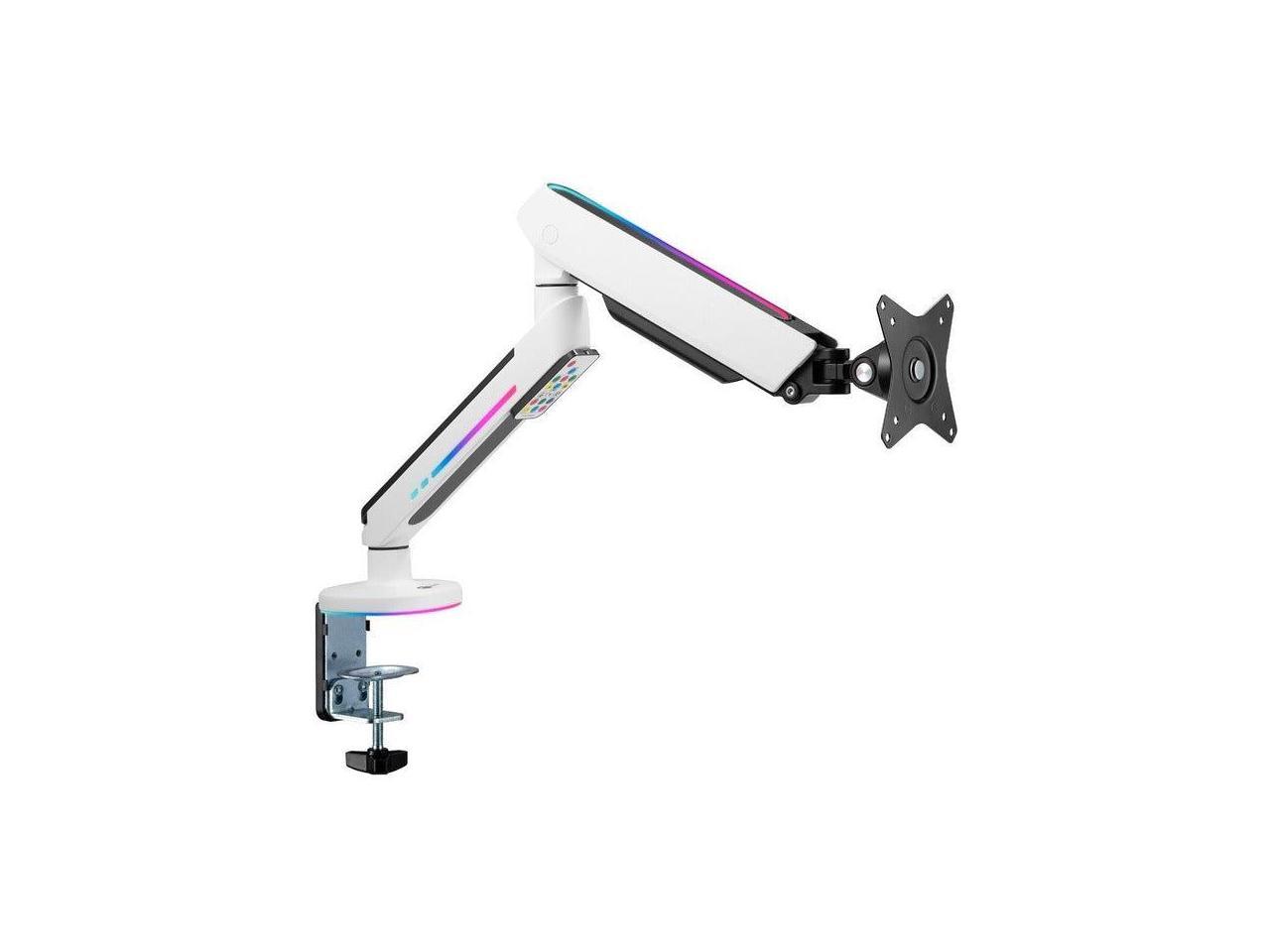 SIIG Single Monitor Desk Mount with Built-in Ambient Relaxing RGB Lights, for 17" to 34" Flat or Curved Screen, Articulating Monitor Stand (CE-MT3J11-S1)
