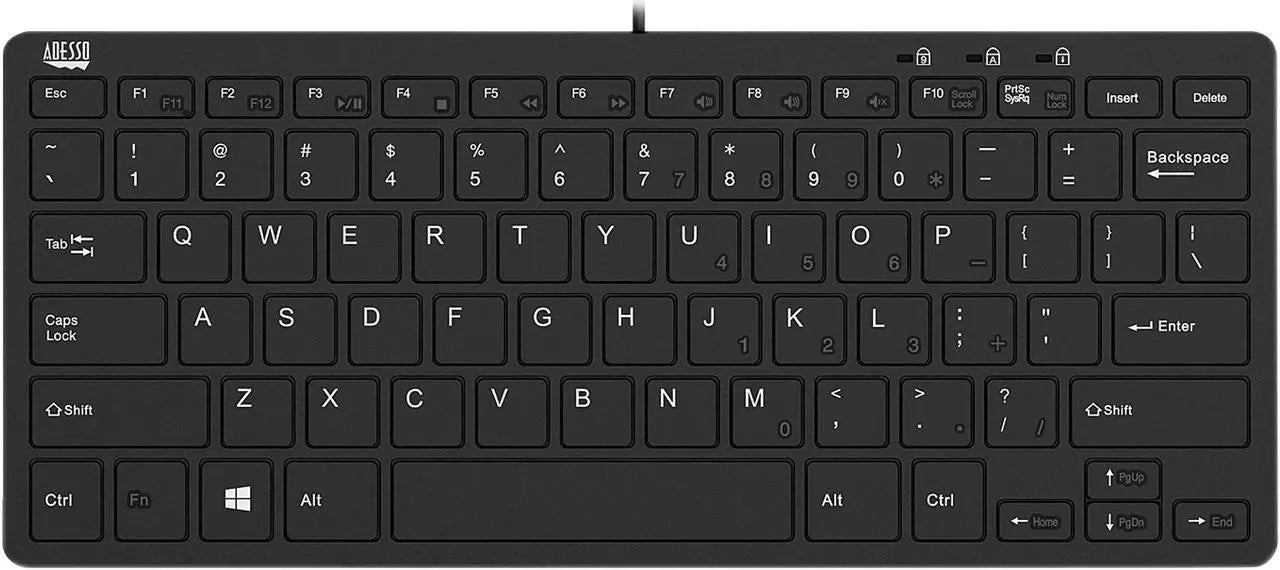 Adesso AKB-510HB SlimTouch 510 Mini Keyboard with USB Hubs - Model AKB-510HB