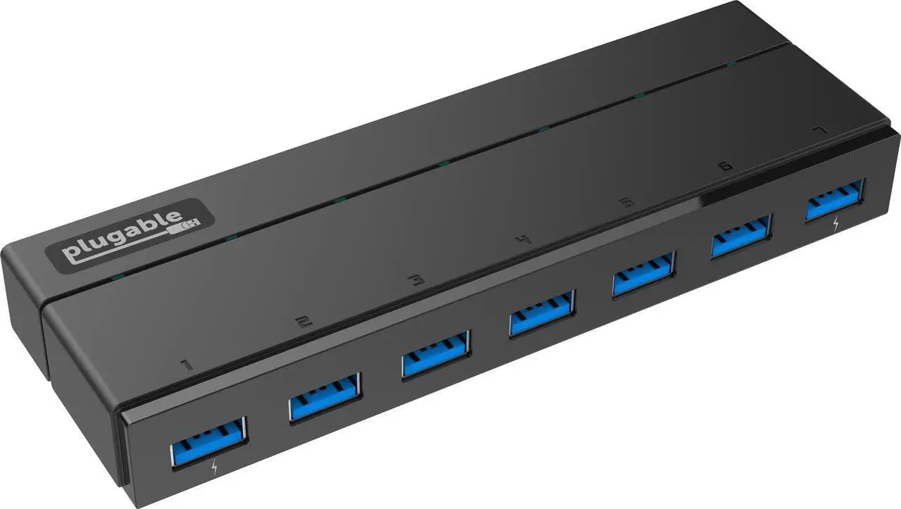 Plugable USB 3.0 7-Port Hub with 2 BC 1.2 Charging Ports and 36W Power Adapter - Model USB3-HUB7C