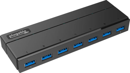 Plugable USB 3.0 7-Port Hub with 2 BC 1.2 Charging Ports and 36W Power Adapter - Model USB3-HUB7C