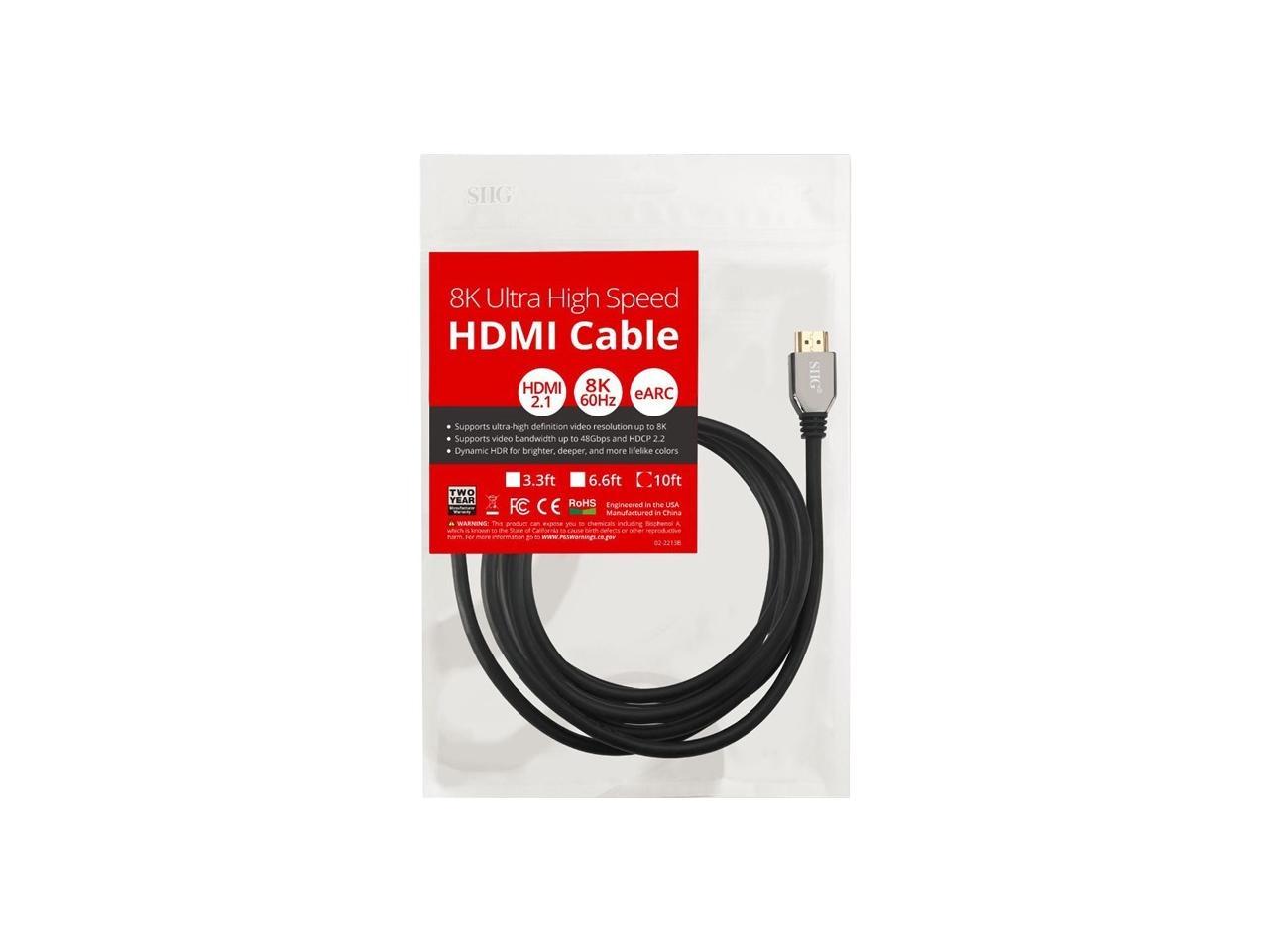 SIIG 8K Ultra High Speed HDMI Cable 10ft CB-H21611-S1