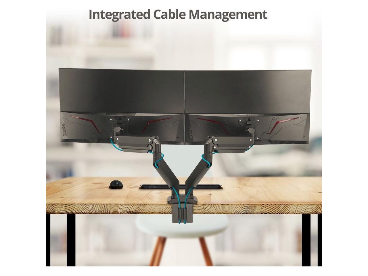 SIIG Dual Monitor Heavy-Duty Premium Aluminum Gas Spring Desk Mount CEMT3011S1