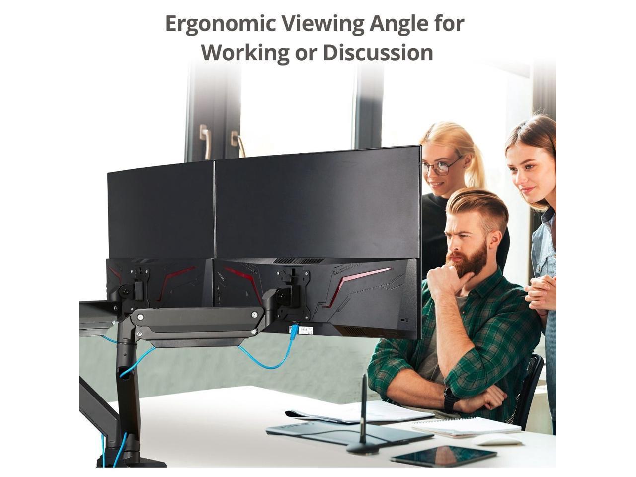 SIIG Dual Monitor Heavy-Duty Premium Aluminum Gas Spring Desk Mount CEMT3011S1