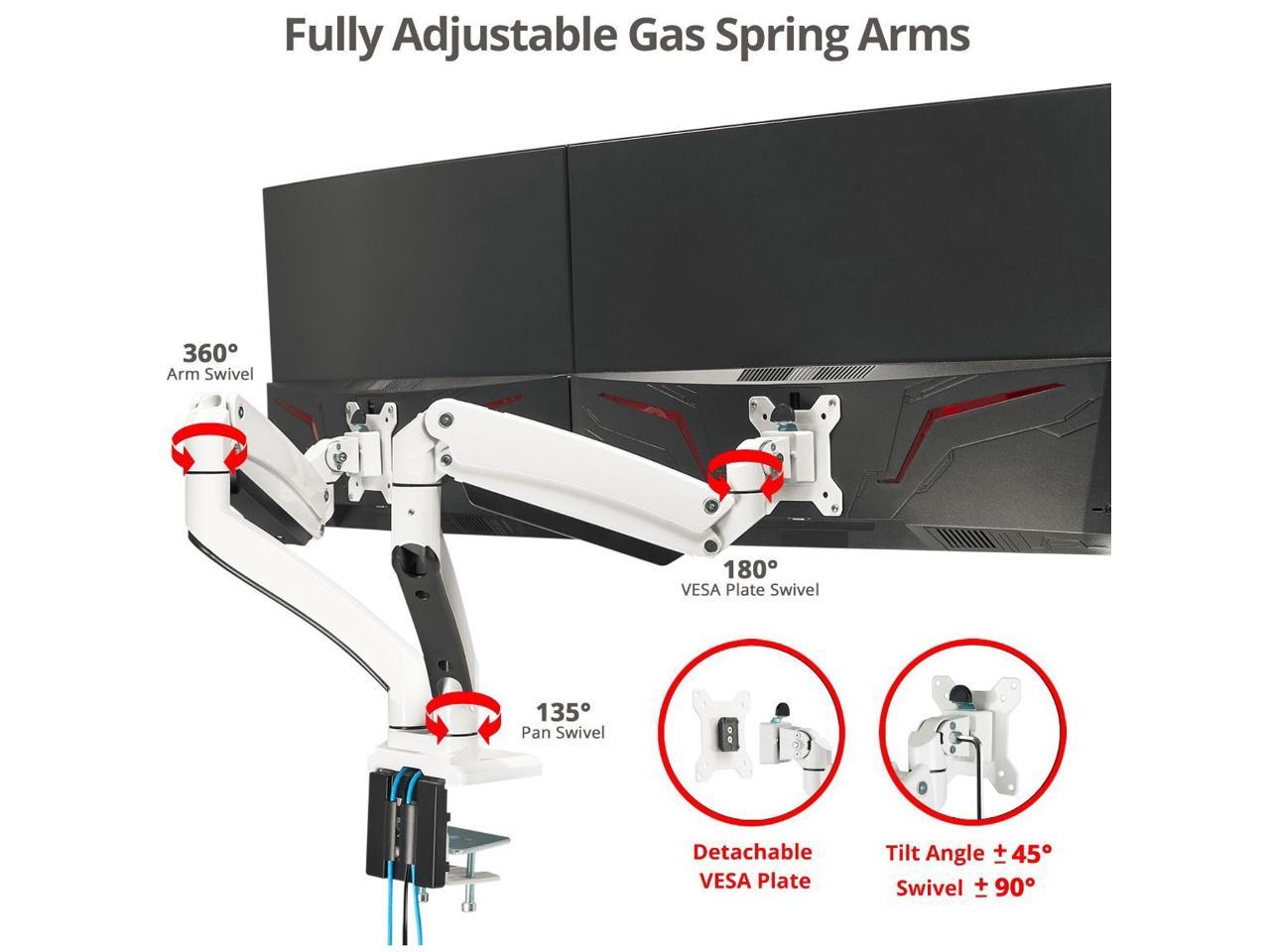 Siig Dual Monitor Aluminum Heavy Duty Desk Mount With Usb And Audio Ports- 17" to 35", VESA 75x75, 100x100, Quick Access USB 3.0 & Audio Port
