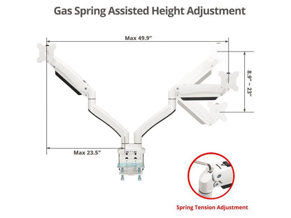 Siig Dual Monitor Aluminum Heavy Duty Desk Mount With Usb And Audio Ports- 17" to 35", VESA 75x75, 100x100, Quick Access USB 3.0 & Audio Port