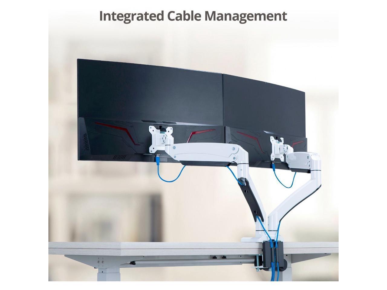 Siig Dual Monitor Aluminum Heavy Duty Desk Mount With Usb And Audio Ports- 17" to 35", VESA 75x75, 100x100, Quick Access USB 3.0 & Audio Port
