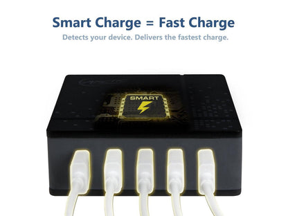 ARCTIC Smart Charger 8000 -40 Watt 5-Port USB Desktop Fast Charger with Smart Charging Technology - Compact and Small High Speed Charger for Apple iPhone, iPad, Samsung Galaxy S6, ZTE, HTC and More...