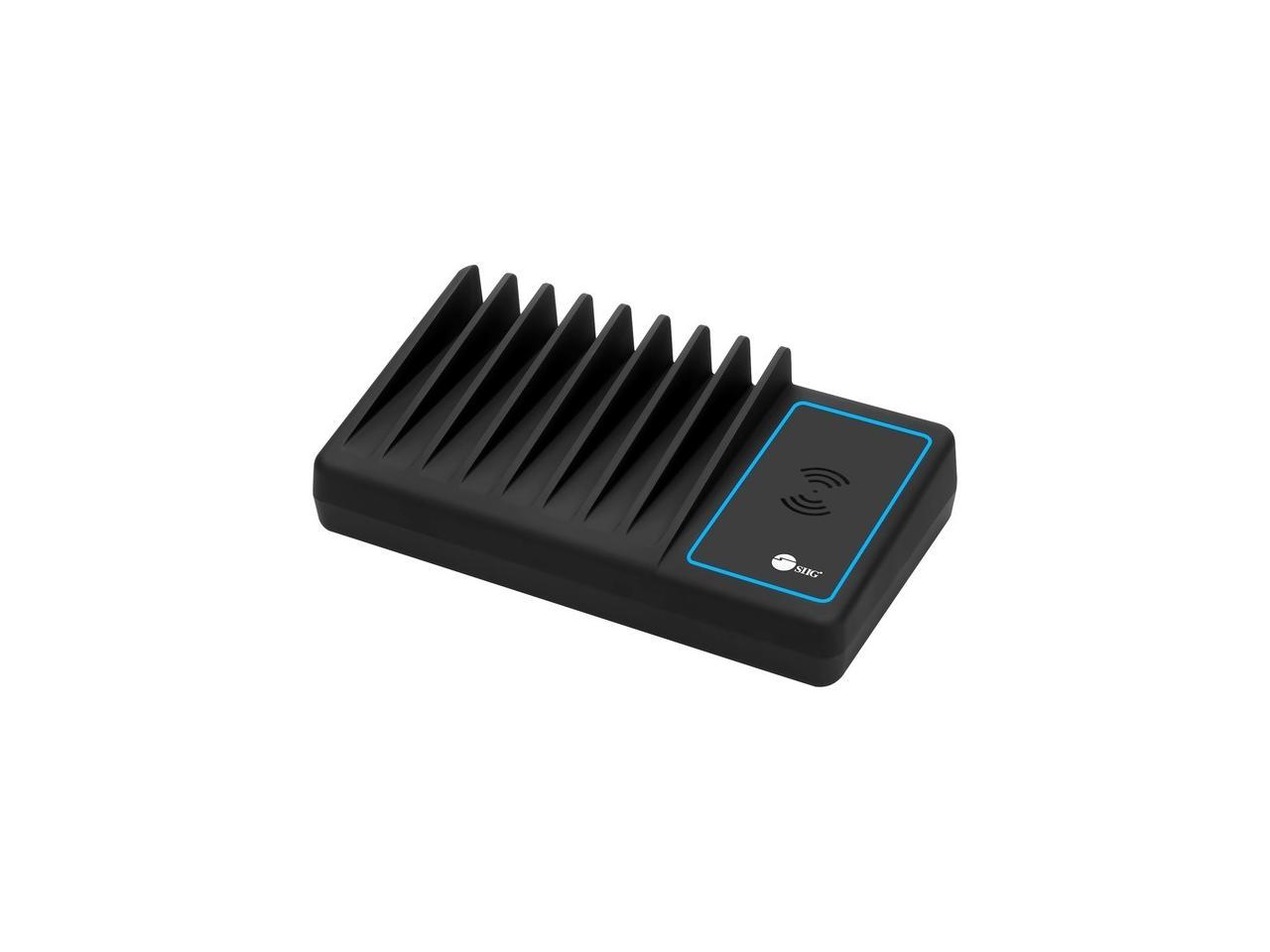 SIIG 10-Port USB-A/C & Wireless Charging Station With Ambient Light Deck
