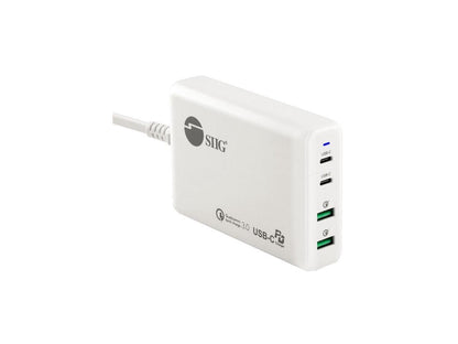 SIIG AC ACPW1P11S1 100W Dual USBC PD30 PPS QC 30 Combo Power Charger WH
