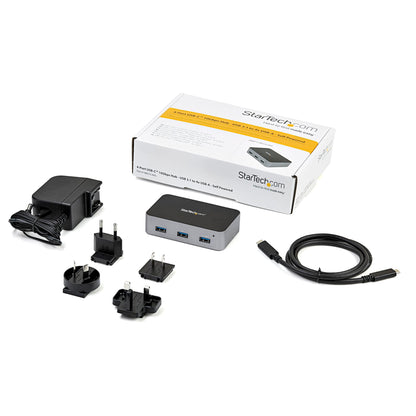 StarTech.com 4 Port USB C Hub with Power Adapter - USB 3.2 Gen 2 (10Gbps) - USB Type C to 4x USB-A - HB31C4ASSelf Powered Desktop USB Hub with Fast Charging Port (BC 1.2) - Desk Mountable - TAA - Model  HB31C4AS