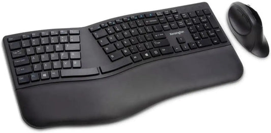 Kensington - Pro Fit Ergo Wireless Keyboard and Mouse, Wireless Keyboard and Mouse - Black - Model K75406US