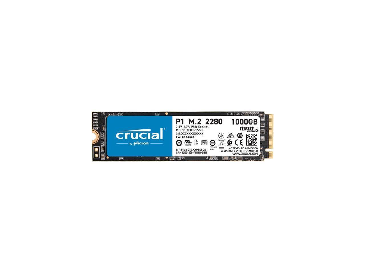 Crucial CT1000P1SSD8T TRAY P1 1TB 3D NAND NVMe PCIe M.2 Solid State Drive
