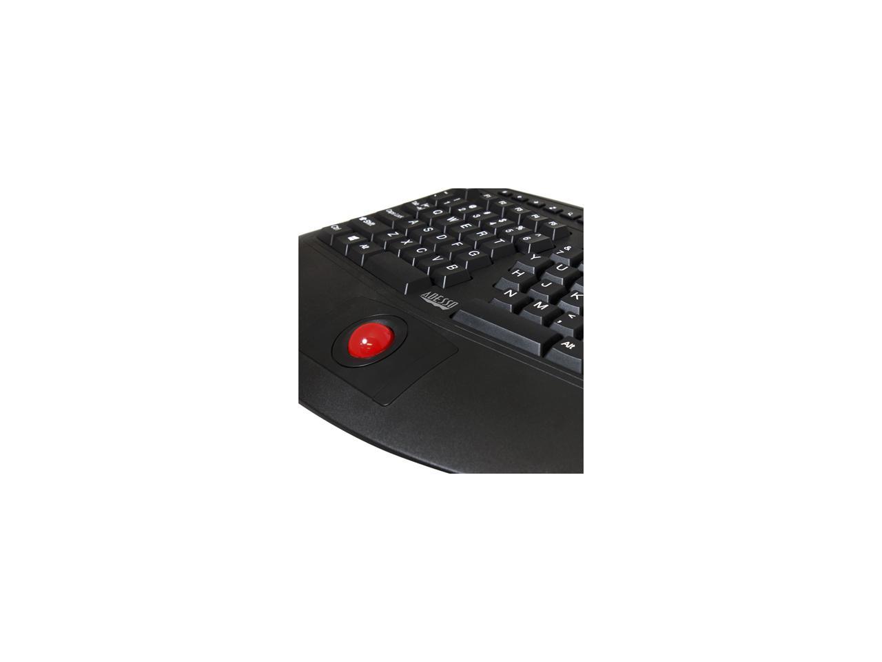 ADESSO WKB-3500UB ADESSO 2.4GHZ TRU-FORM WIRELESS MEDIA ERGONOMIC TRACKBALL KEYBOARD WITH 20 WINDO