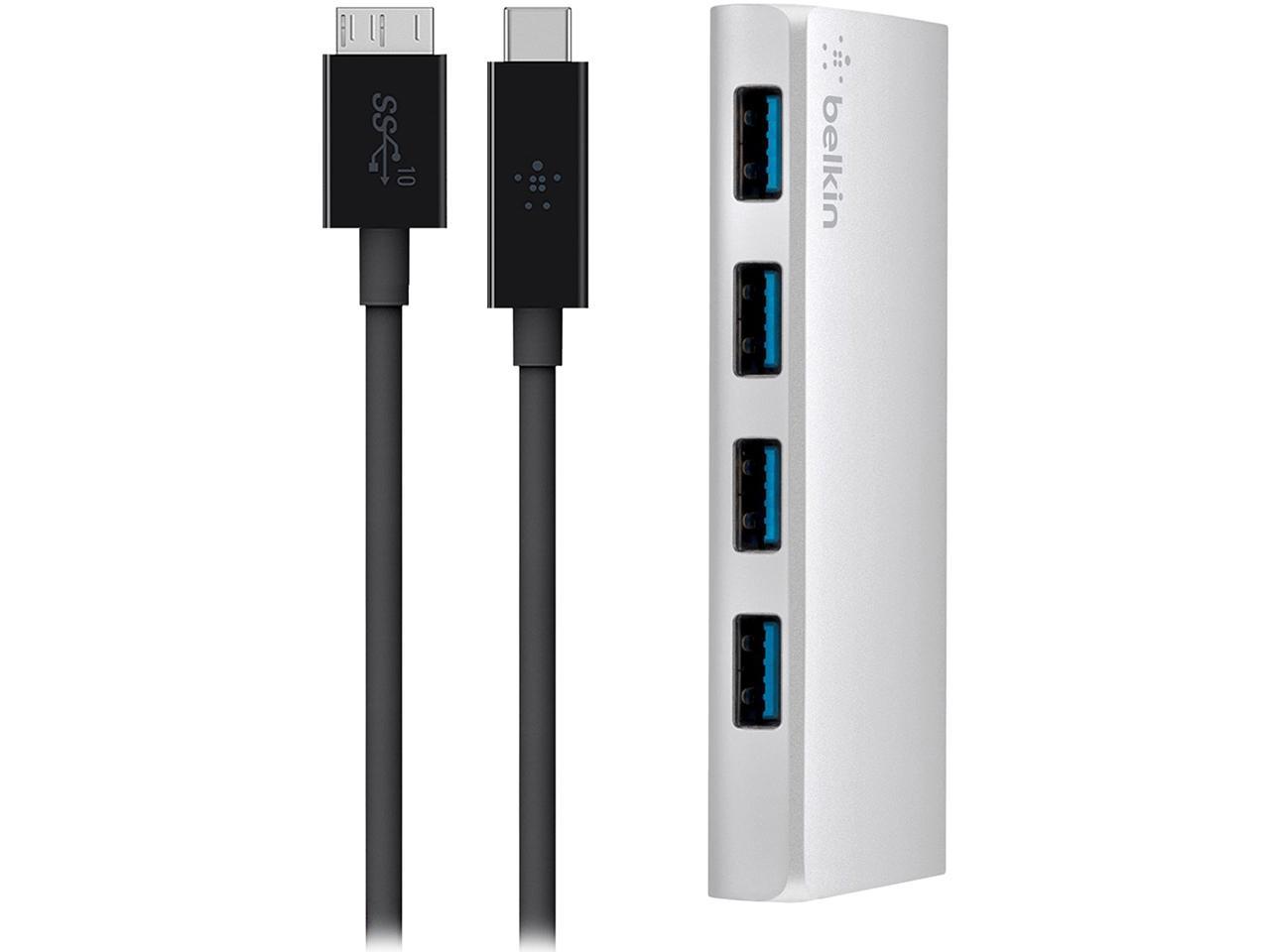 Belkin USB-IF Certified USB 3.0 4-Port Hub with 1-Meter USB Type C (USB-C) to Micro-B Cable