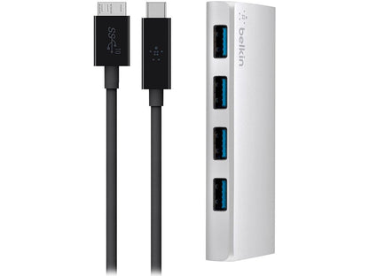 Belkin USB-IF Certified USB 3.0 4-Port Hub with 1-Meter USB Type C (USB-C) to Micro-B Cable