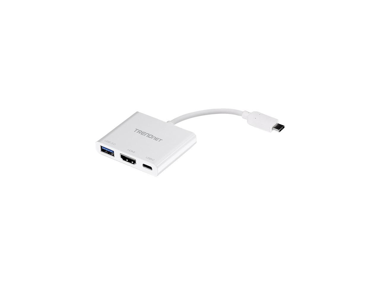 TRENDnet TUC-HDMI3 USB-C to HDMI with Power Delivery and USB 3.0 Port - for Notebook - USB Type C - 1 x USB Ports - 1 x USB 3.0 - HDMI - Wired