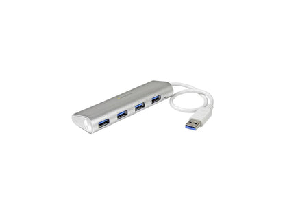 StarTech.com ST43004UA 4 Port Portable USB 3.0 Hub with Built-in Cable - Aluminum and Compact USB Hub