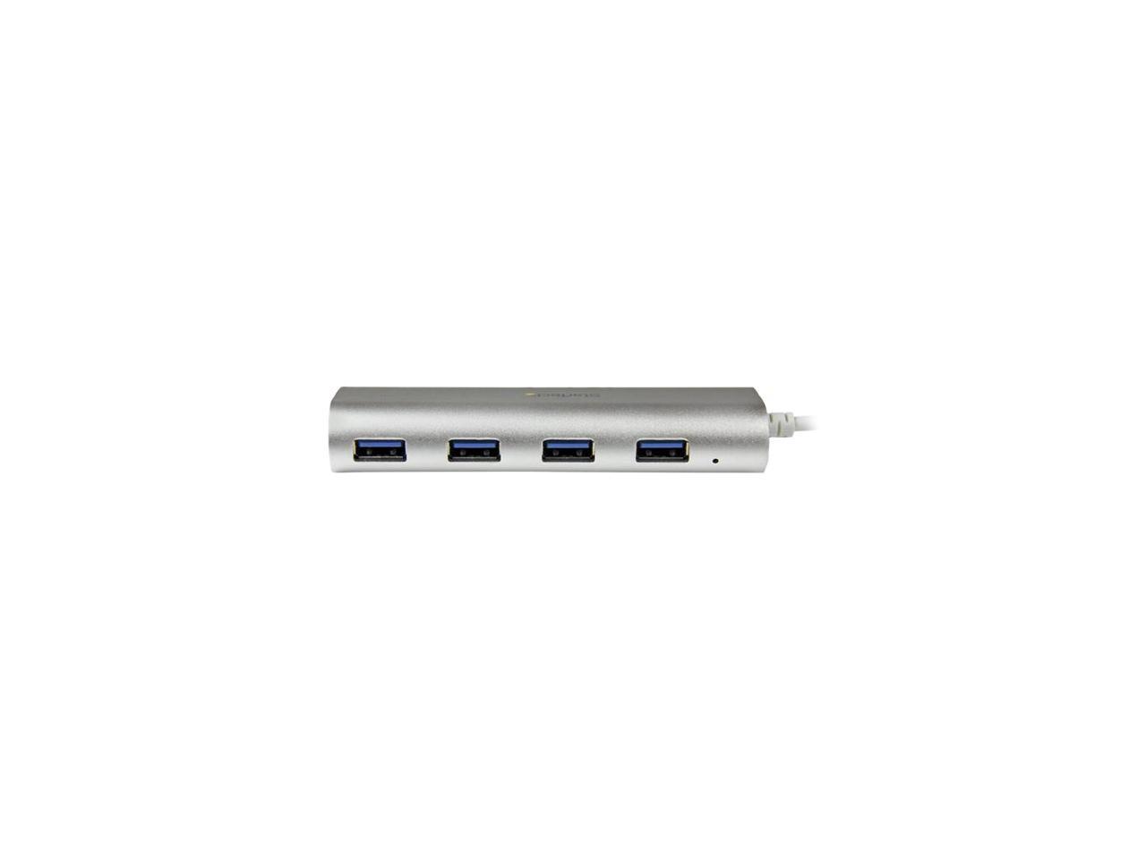 StarTech.com ST43004UA 4 Port Portable USB 3.0 Hub with Built-in Cable - Aluminum and Compact USB Hub