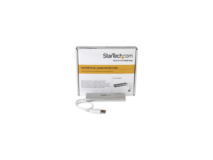 StarTech.com ST43004UA 4 Port Portable USB 3.0 Hub with Built-in Cable - Aluminum and Compact USB Hub