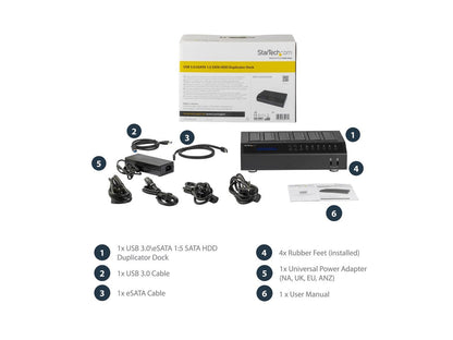 StarTech.com SATDOCK5U3ER USB 3.0 / eSATA 6-Bay SATA Hard Drive Duplicator Dock - 1:5 HDD / SSD Cloner and Eraser - 2.5/3.5in HDD Docking Station
