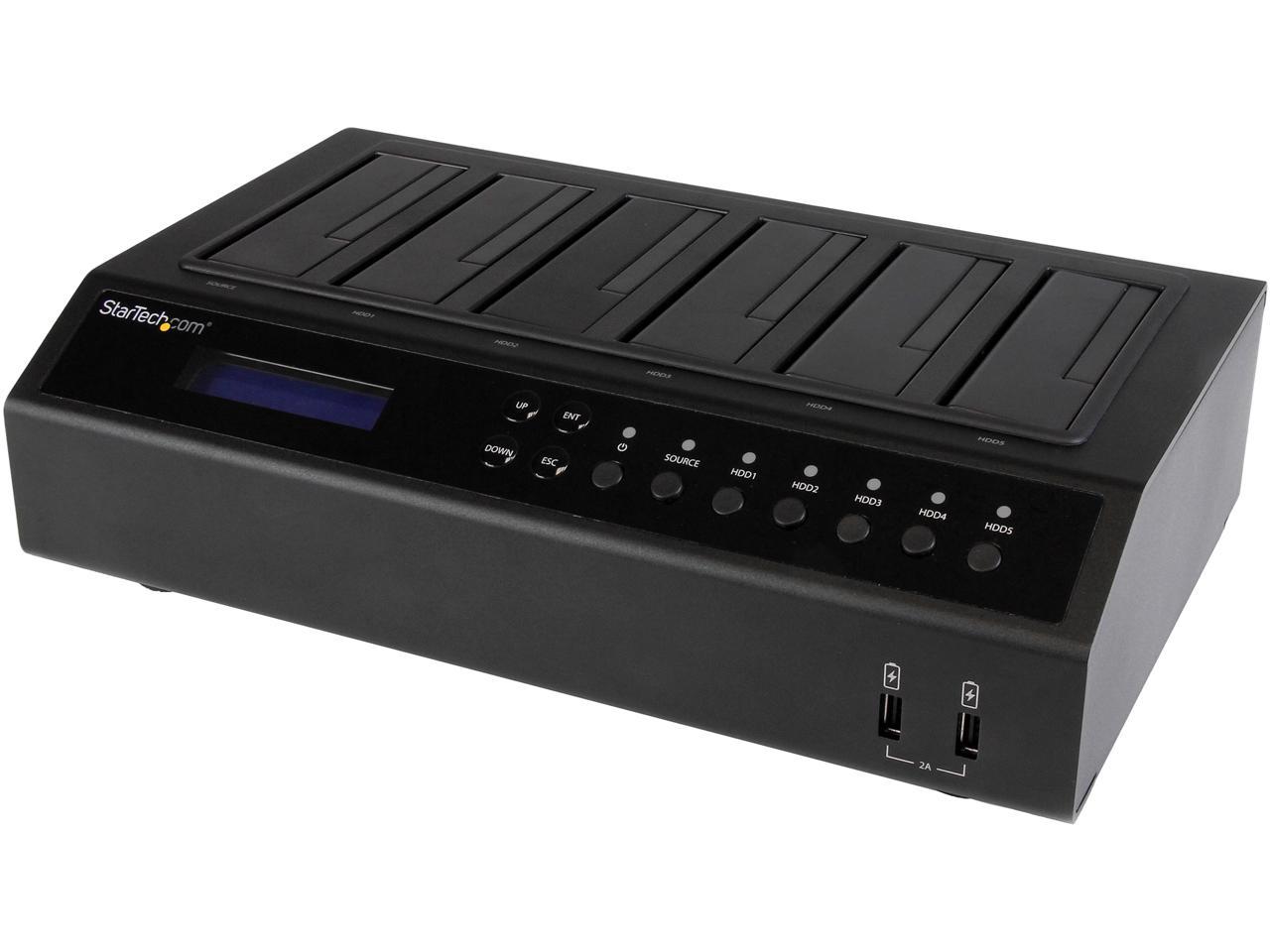 StarTech.com SATDOCK5U3ER USB 3.0 / eSATA 6-Bay SATA Hard Drive Duplicator Dock - 1:5 HDD / SSD Cloner and Eraser - 2.5/3.5in HDD Docking Station