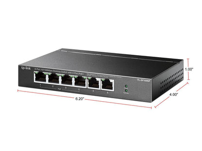 TP-Link 6-Port 10/100Mbps Desktop Switch with 4-Port PoE+ TLSF1006P