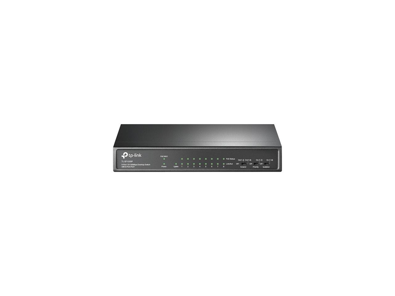 TP-Link 9-Port 10/100Mbps Desktop Switch with 8-Port PoE+ TLSF1009P
