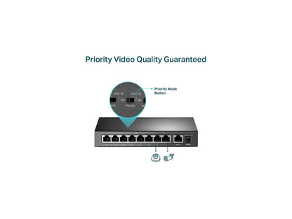 TP-Link 9-Port 10/100Mbps Desktop Switch with 8-Port PoE+ TLSF1009P