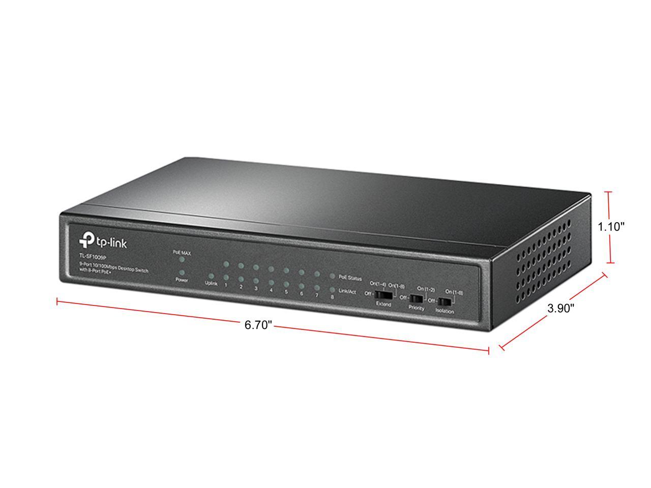 TP-Link 9-Port 10/100Mbps Desktop Switch with 8-Port PoE+ TLSF1009P
